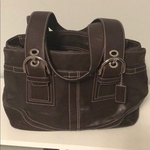 Brown leather Coach purse